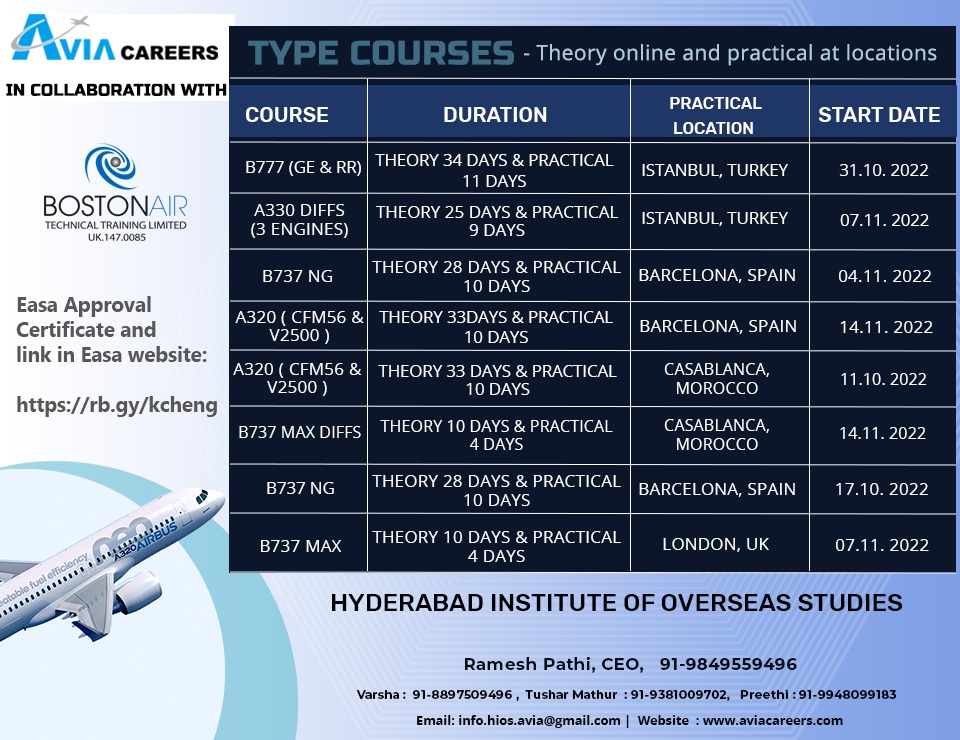 Type courses | Avia Careers