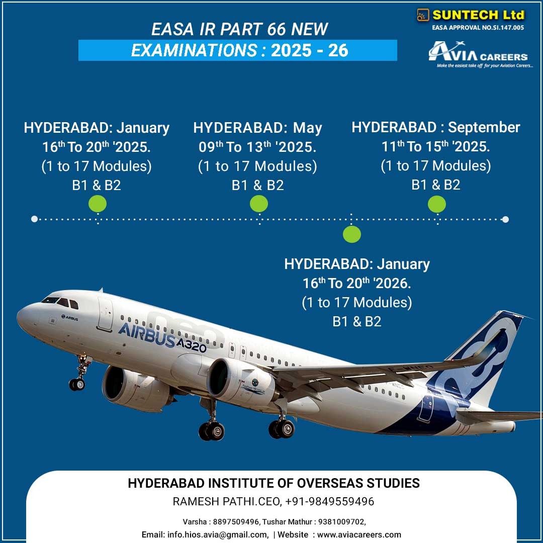 EASA IR Part 66 Examinations- 2025 & 2026 -Hyderabad Location